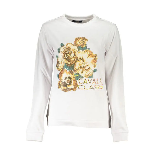 Cavalli Class White Cotton Sweater - XXL