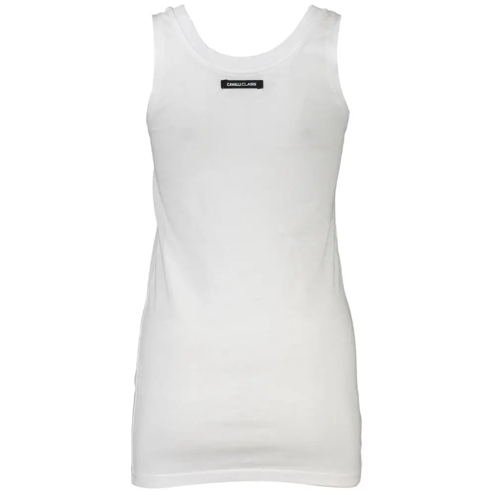 Cavalli Class White Cotton Tank Top - Tank Top