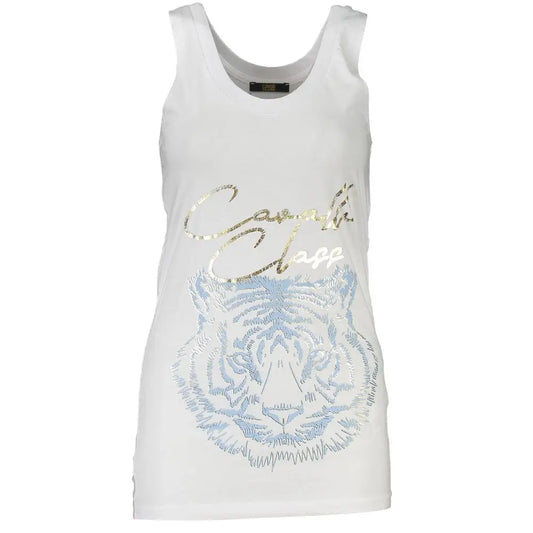 Cavalli Class White Cotton Tank Top - Tank Top