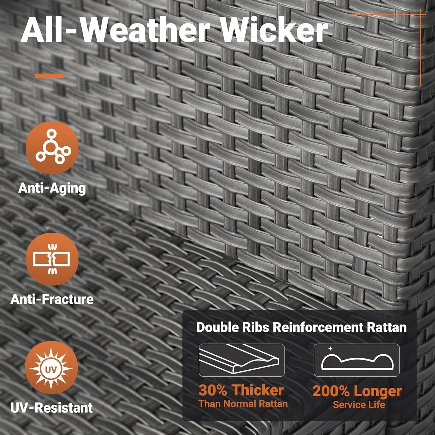 11 Piece Outdoor Patio Furniture Set with Fire Pit Table,Conversation Sectional Wicker Couch with Swivel Chairs,Modern outside Sofa for Balcony Backyard (Dark Grey)-1