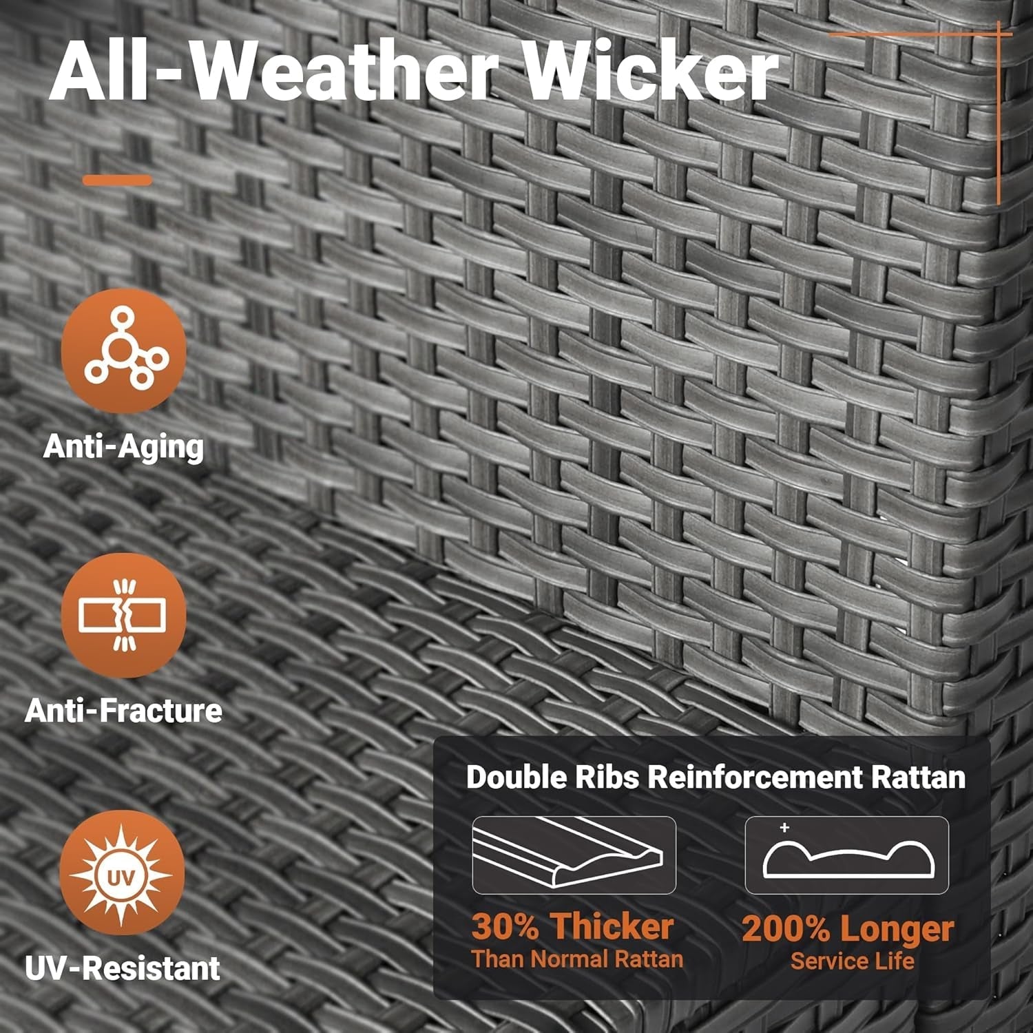 11 Piece Outdoor Patio Furniture Set with Fire Pit Table,Conversation Sectional Wicker Couch with Swivel Chairs,Modern outside Sofa for Balcony Backyard (Dark Grey)-1