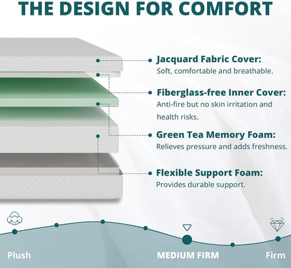 Green Tea Memory Foam Queen Mattress for Comfort-2