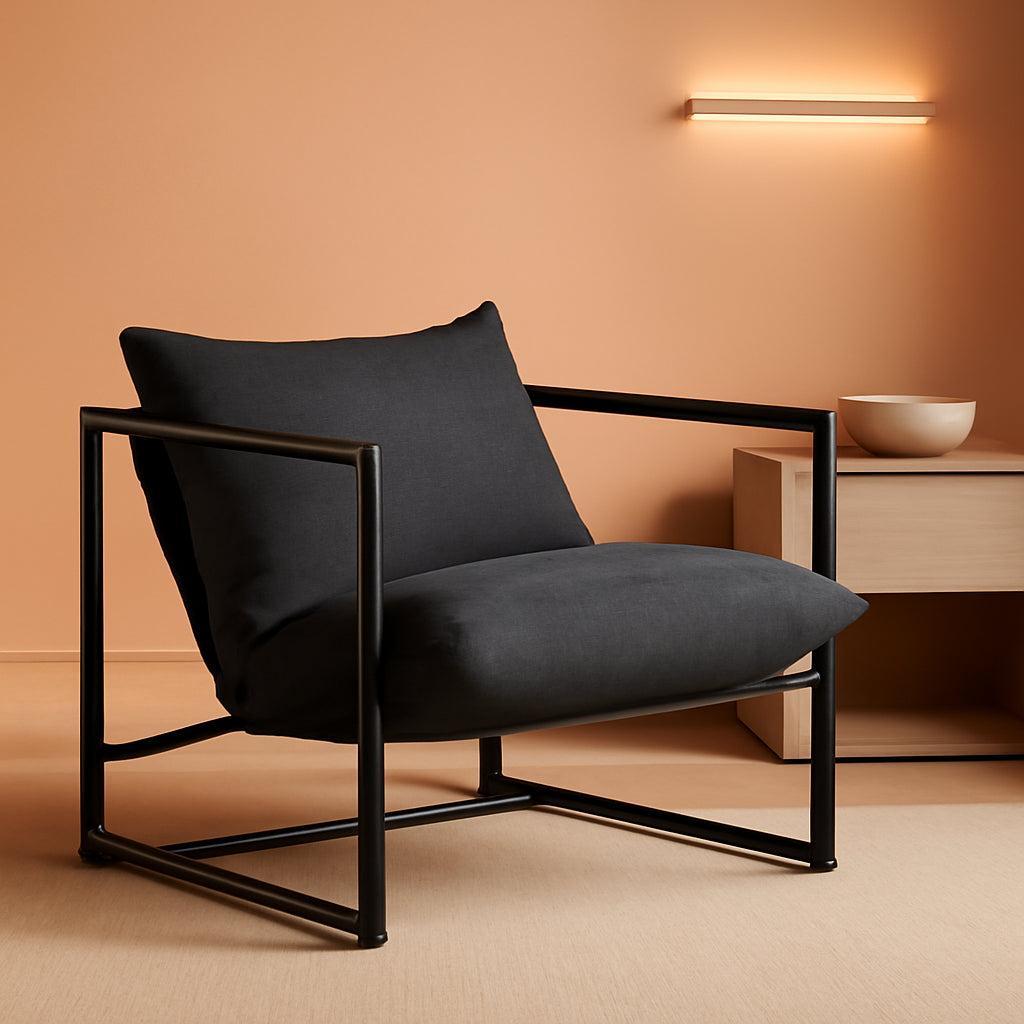 Aidan Sling Chair Dark Grey Metal Frame Shredded Foam-0