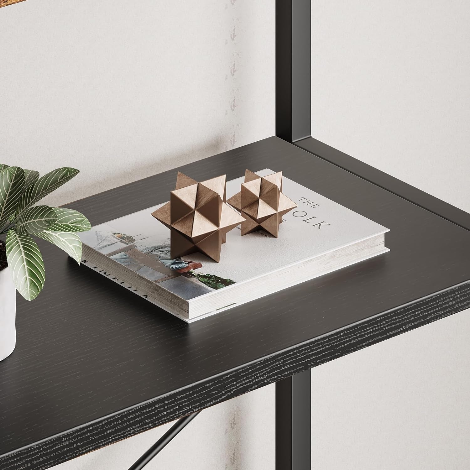 Tall Black Arched Bookcase with 5 Open Shelves-4