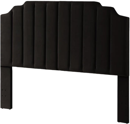 Elegant Black Velvet Tufted King Upholstered Headboard-3