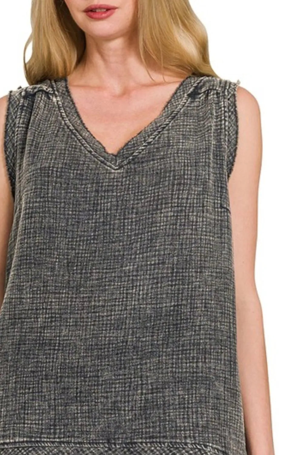 Zenana Double Gauze Raw Edge Acid Washed Tank