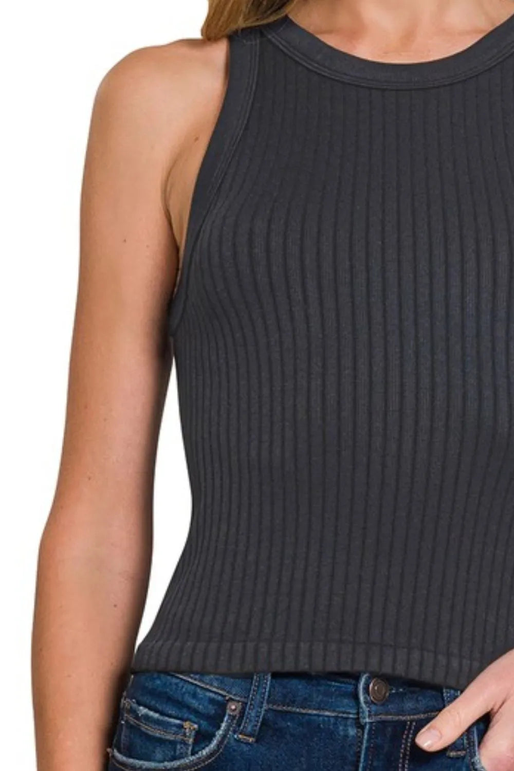 Zenana Seamless Ribbed Crop Tank