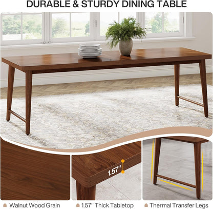 78.7 Inch Walnut Dining Table With Metal Legs Mid Century-4