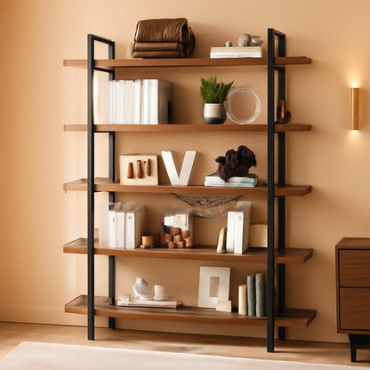 Brown 47 Inch Wide Industrial Bookcase Five Tier Heavy Duty-0