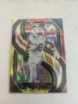 CeeDee Lamb Dallas Cowboys football card Panini Select Yellow Red Prizm Shock #135