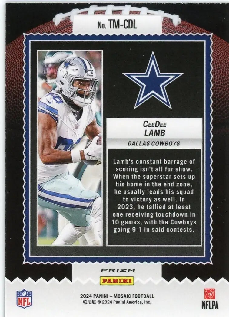 CeeDee Lamb 2024 Panini Mosaic Touchdown Masters Green Mosaic football card