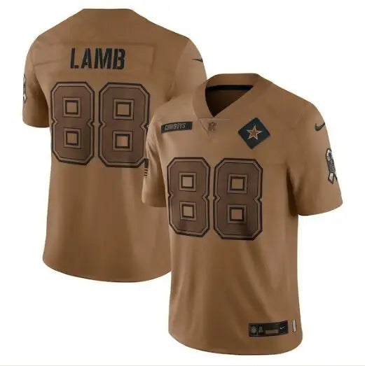 Dallas Cowboys CeeDee Lamb #88 Salute to Service jersey in tan color scheme