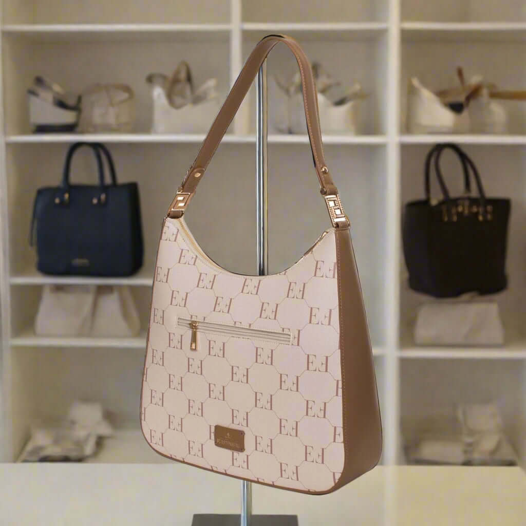 Egon Von Furstenberg women's white/brown Handbags