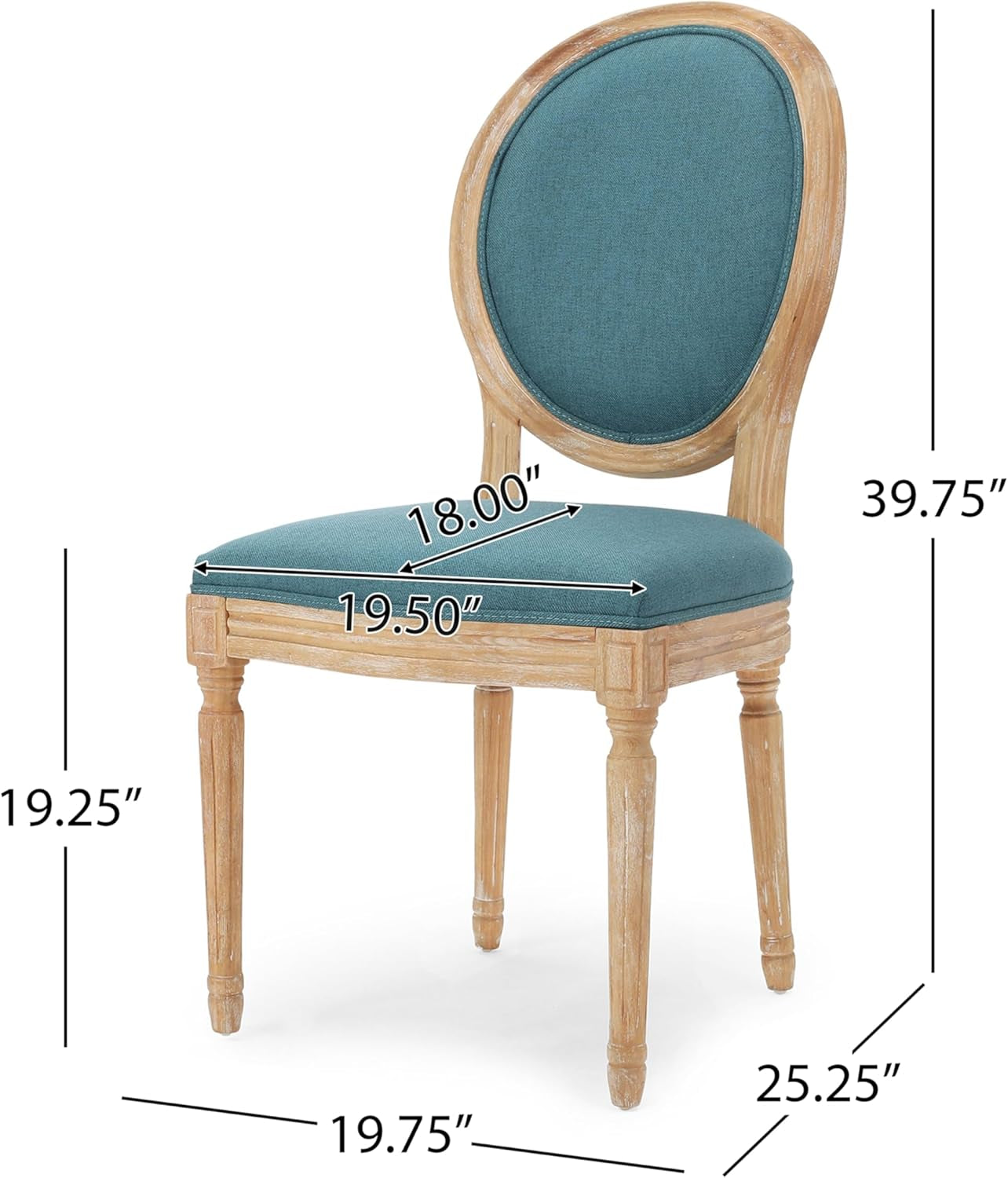 Phinnaeus Fabric Dining Chairs, 2-Pcs Set, Dark Teal-2