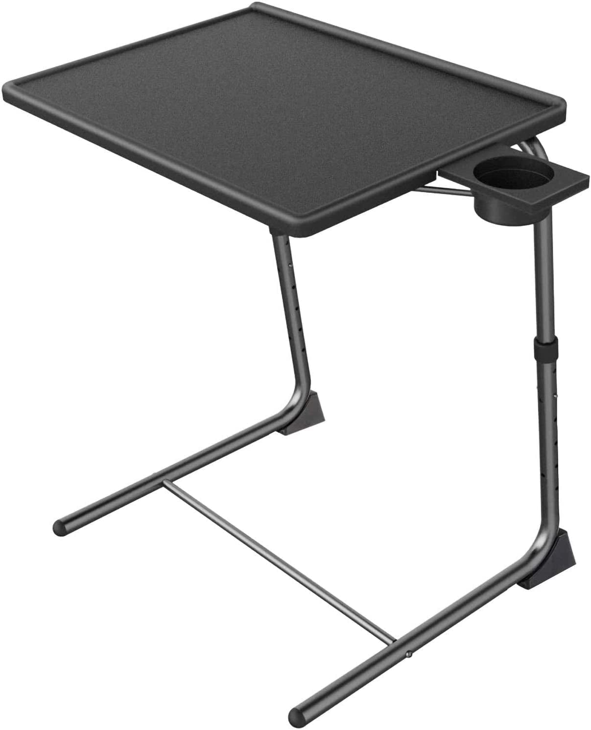 Adjustable TV Tray Table - TV Dinner Tray on Bed & Sofa, Comfortable Folding Table with 6 Height & 3 Tilt Angle Adjustments (Black)-0