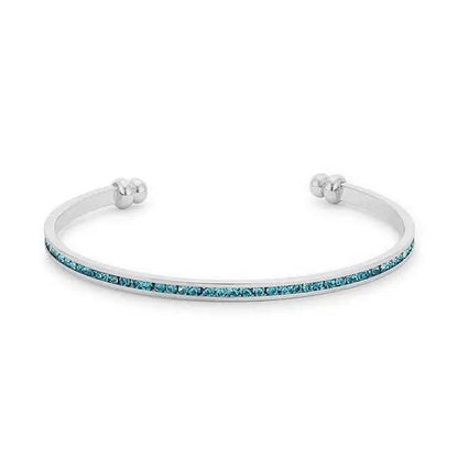 Channel-Set Aqua Cubic Zirconia Cuff - Bracelets
