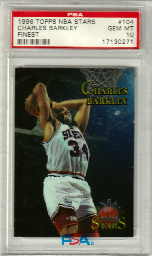 Graded Charles Barkley basketball card from Topps NBA Stars Finest 1996-97 set