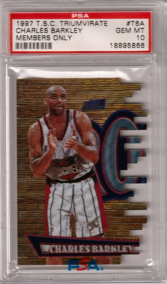 Graded Charles Barkley basketball card from Stadium Club Triumvirate collectible by Columbia Hobby