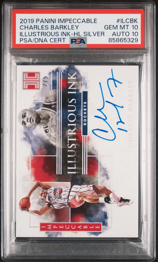 Charles Barkley Panini Impeccable Illustrious Ink basketball card with autograph and PSA 10