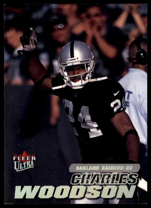 Charles Woodson football card from 2001 Ultra #75 Oakland Raiders collectible