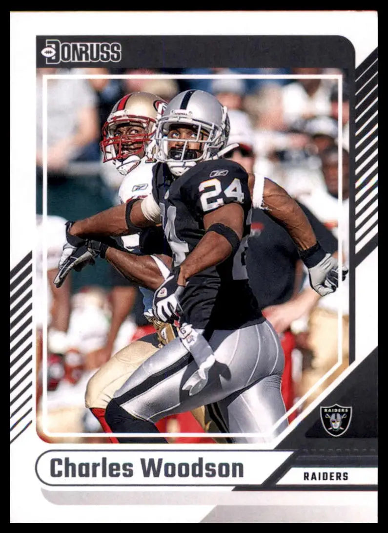 Charles Woodson football card from 2024 Donruss Oakland Raiders product