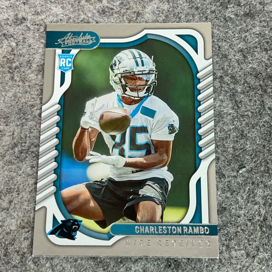 Charleston Rambo rookie football card in Carolina Panthers uniform 2022 NFL collectible