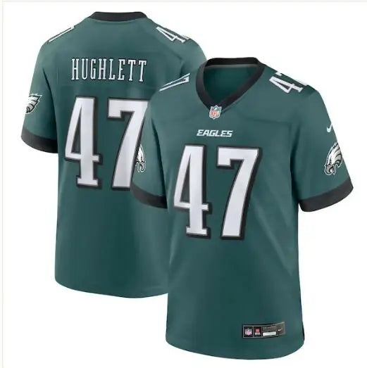 Green Charley Hughlett Eagles Nike midnight green jersey with HUGHLETT 47 print