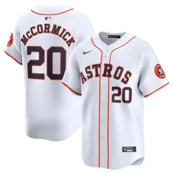 White Houston Astros baseball jersey featuring Chas McCormick Nike Home Limited Player design