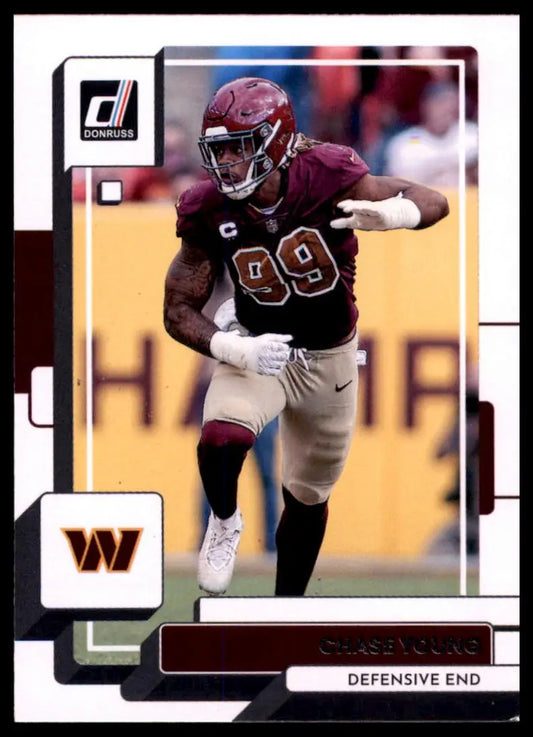 Chase Young football card from 2022 Donruss series featuring Washington Commanders