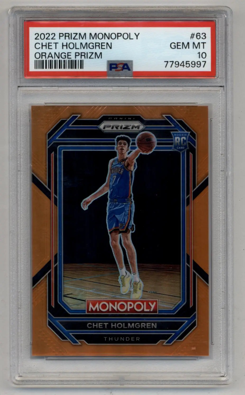Graded Chet Holmgren Orange Prizm Monopoly basketball card PSA 10 Gem Mint