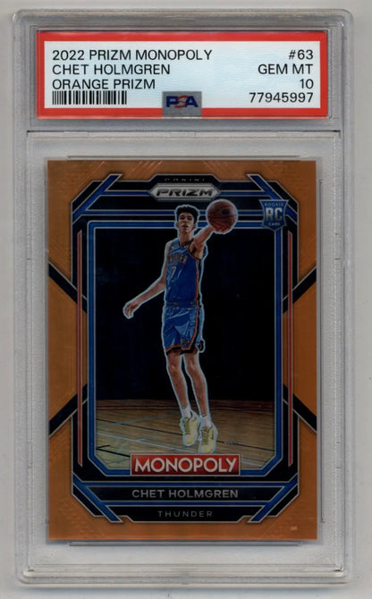 Graded Chet Holmgren Orange Prizm Monopoly basketball card PSA 10 Gem Mint