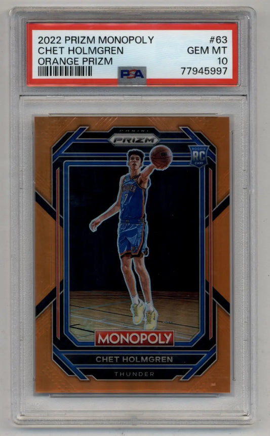 Graded Chet Holmgren Orange Prizm Monopoly basketball card PSA 10 Gem Mint