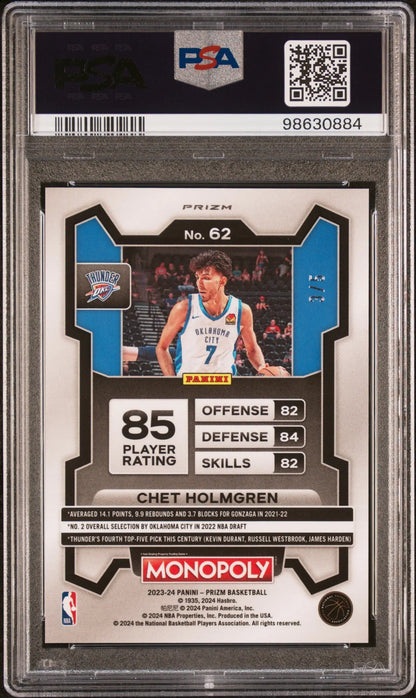 Graded Chet Holmgren 2023 Prizm Monopoly Pink Shimmer trading card PSA 10