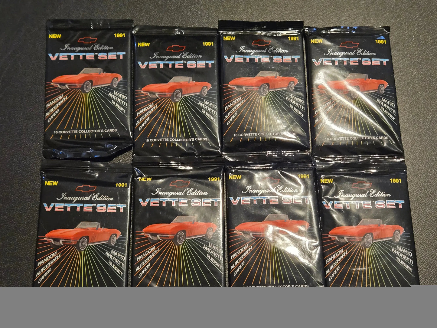 Sealed Chevrolet Corvette Vette Set 1991 Inaugural Edition trading card packs with red Corvette
