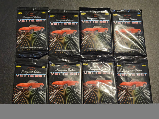 Sealed Chevrolet Corvette Vette Set 1991 Inaugural Edition trading card packs with red Corvette