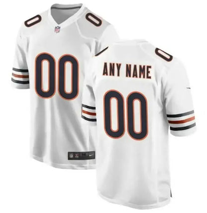 White Chicago Bears Nike custom game jersey with navy blue and orange trim