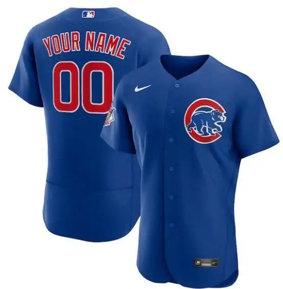 Blue Chicago Cubs Nike Alternate Authentic Custom Jersey displayed in royal color