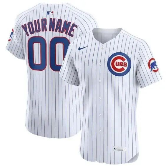 Chicago Cubs Nike Home Elite Custom White Baseball Jersey displayed product image