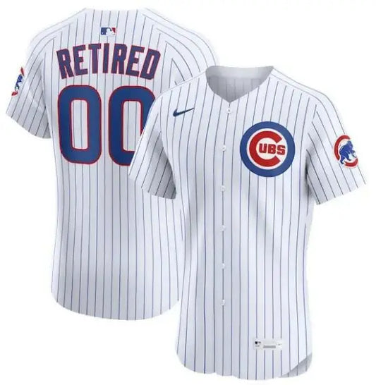 White pinstripe Chicago Cubs Nike Home Elite Retired Roster Baseball Jersey