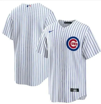 White pinstripe Chicago Cubs Nike Home Replica Team Jersey for baseball fans