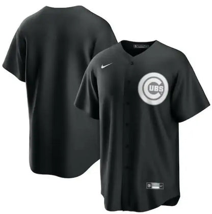 Black Chicago Cubs Nike Lights Out Replica Baseball Jersey displayed in product image