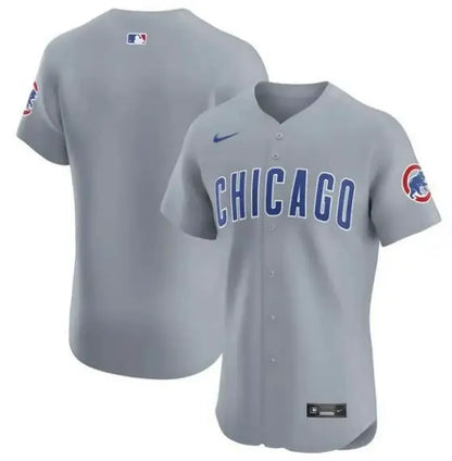 Gray Chicago Cubs Nike Road Vapor Premier Elite Patch Jersey for baseball fans