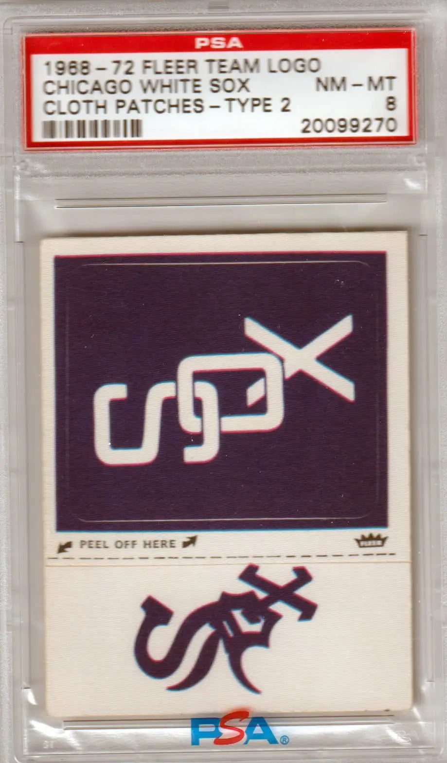 Chicago White Sox cloth patch from 1968-72 Fleer team logo, PSA 8 NM-MT