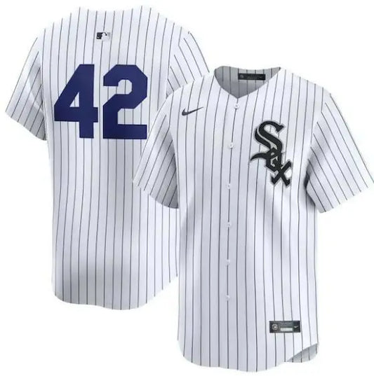White pinstripe Chicago White Sox Nike 2024 Jackie Robinson Day Home Limited Jersey