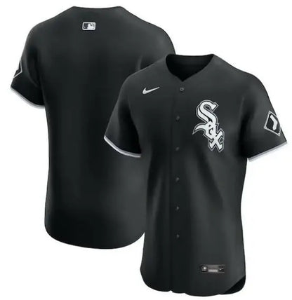 Black Chicago White Sox Nike Alternate Vapor Premier Elite Patch Jersey displayed on a pad
