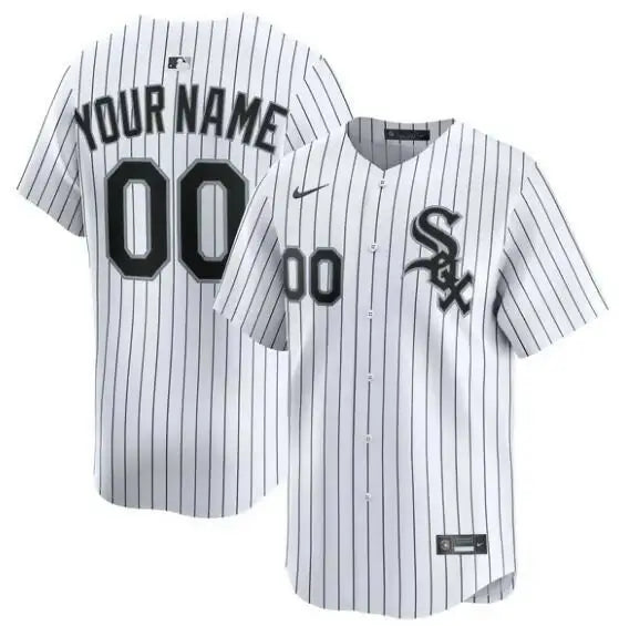 White pinstripe baseball jersey from Chicago White Sox Nike Home Limited Custom Jersey