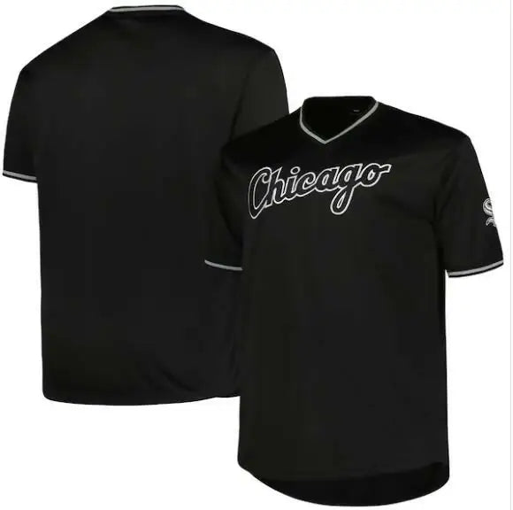Black Chicago White Sox baseball jersey displayed in the Chicago White Sox Profile Big & Tall Pop Fashion Jersey