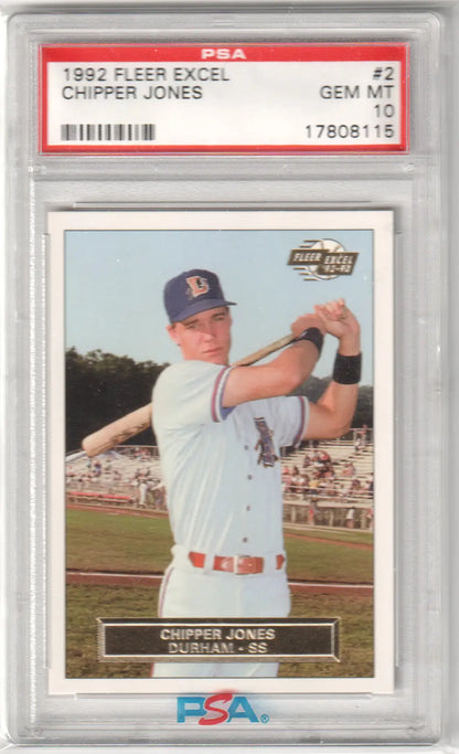 Graded Chipper Jones Fleer Excel baseball card from Columbia Hobby, PSA 10 GEM MINT