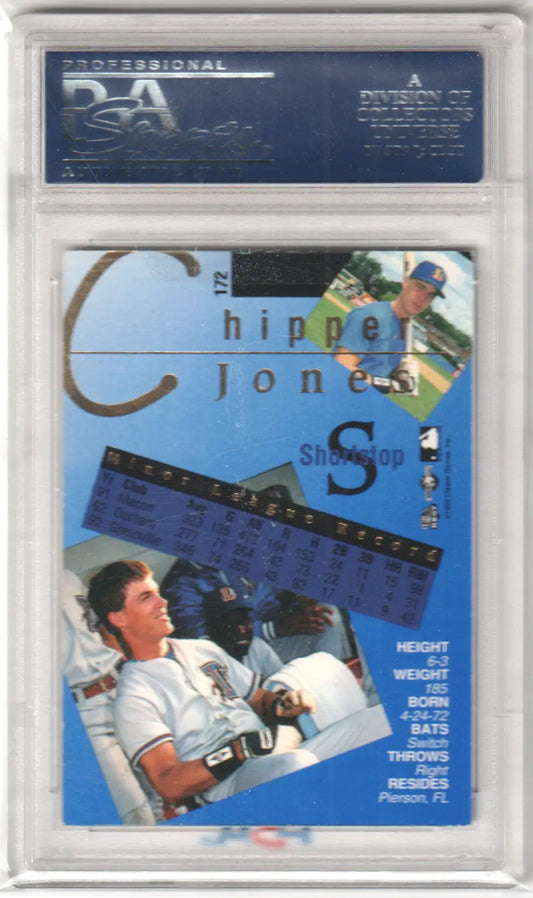 Graded Chipper Jones baseball card from Classic Best Gold series, Columbia Hobby collection