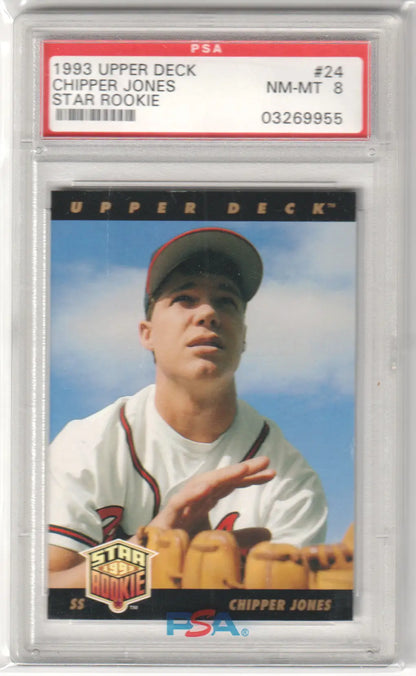 Graded Chipper Jones 1993 Upper Deck rookie card from Columbia Hobby featuring Chipper Jones